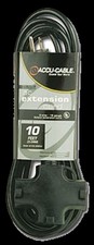 Elation EC163-3FER10 Heavy Duty 16 Gauge 10Ft Power Extension Black Cable Dmx