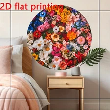 1pc Vintage Floral Metal Wall Art - 8x8 Inch Round Aluminum Sign with Vibrant Mu