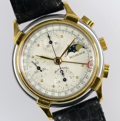 Bucherer Uhr Chrono Pointer Date Moonphase Bicolor 38mm Herren rar