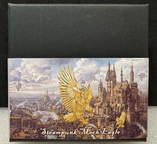 Steampunk Mech Eagle 2 oz 999 Silver Gold Gilded Coin Mintage 99 Sealed