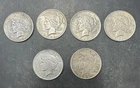 Mixed Lot of (6) Old U.S. Minted Peace 90% Silver Dollar Coins 1922 P & D Lo#J54