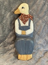 Vtg. Wooden Duck Handmade Country Decor Sits On Shelf