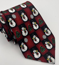 Hallmark Yule Tie Greetings Men's Silk Tie Snowman Christmas Tree Vintage 60"
