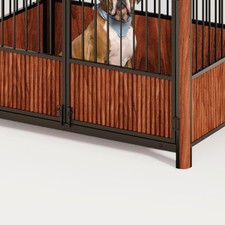 43'' Walnut Fluted Wood Dog Crate  Side Table - Stylish Furniture Design with
