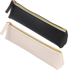 Vin Beauty 2 Pcs Leather Pencil Pouch, Slim Design Small Pencil Pouch Pencil Bag