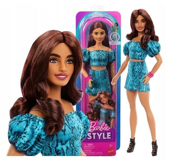 Barbie Fashionistas Doll #250 Style Teal Outfit Turquoise Dress JJN63-image