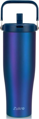 Zukro 50 OZ Tumbler With Flip Straw |Triple-Wall Vacuum Insulated Water Jug W...