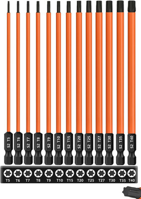 13-Piece 6 inch /150 mm Long Torx Bit Set for Impact Driver S2 Steel Star Bit S