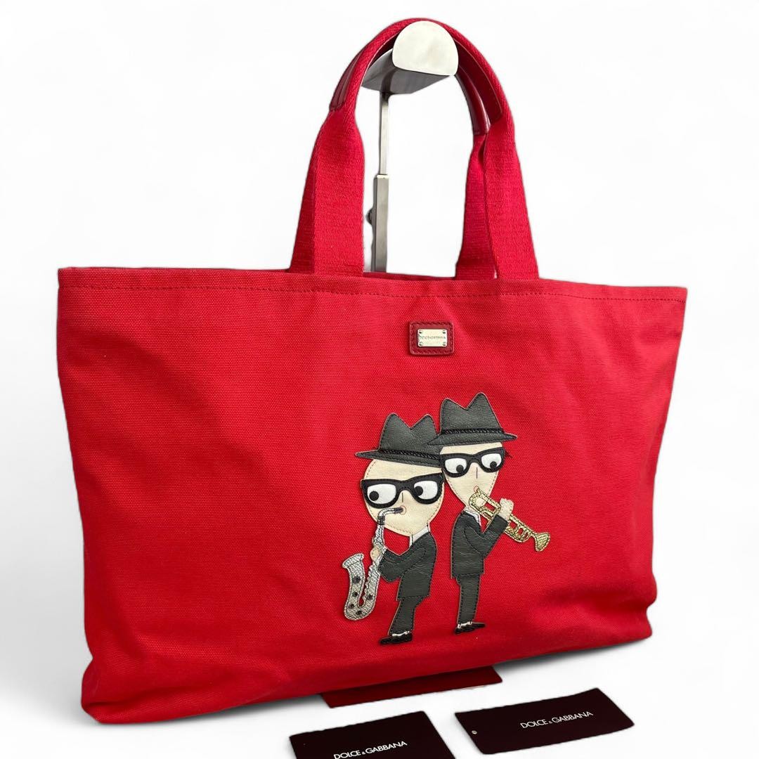 Vintage Dolce Gabbana Embroidered Red Applique Tote Bag