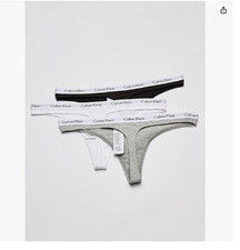 3-Pack Calvin Klein Women's Carousel Logo Panties Large Cotton Stretch Thong Pan