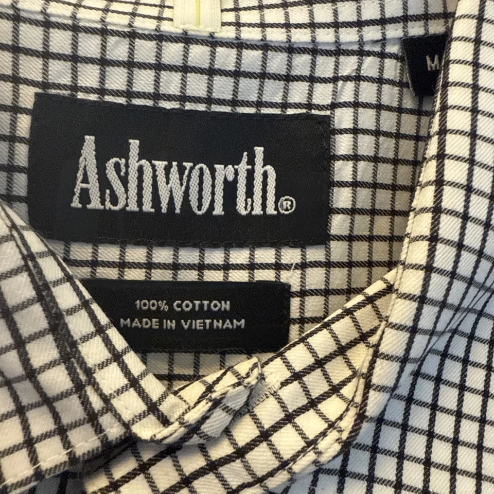 iMPRESS THE BOSS!  Ashworth Men’s Dress Shirt: Black and White Checkered - M - Image 2 of 3