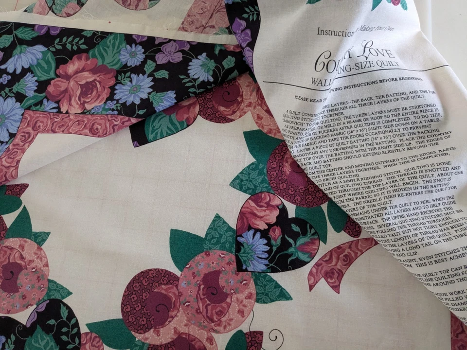 Wall Hanging Quilt Cotton Fabric Panel COUNTRY LOVE - 35" + 5" Sachet Fabric - Image 3 of 4