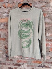Dragon Ball Z Shenron Sweatshirt Pullover Sz XS Unisex Sage Green Anime Graphic