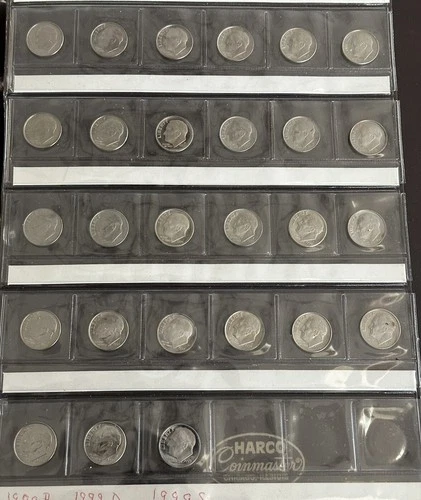 1946-1999 10c Roosevelt Dime Set - a Collection of 147 Dimes (28 Proofs) in Book