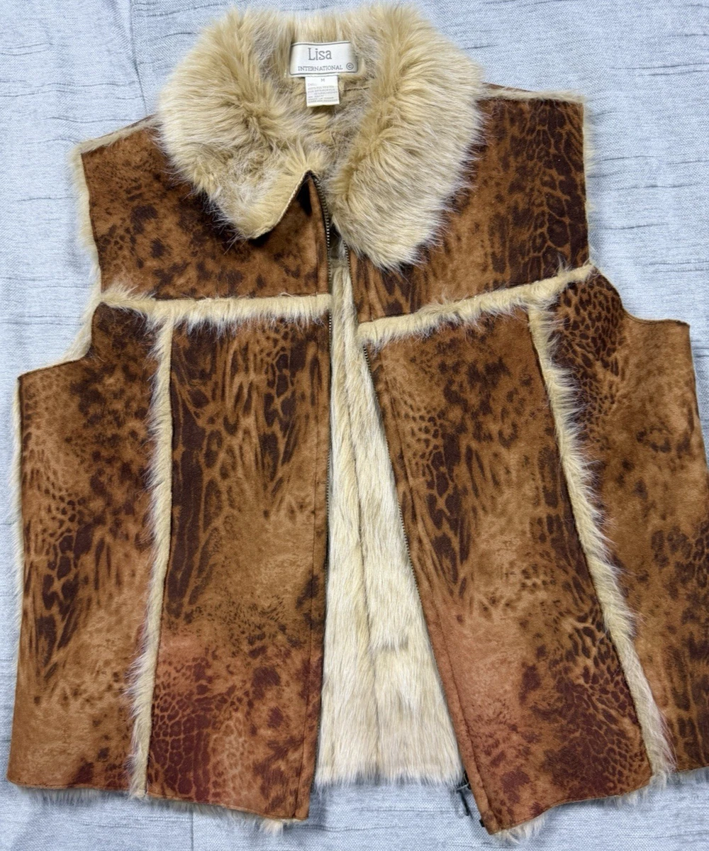 leopard faux fur vest products for sale | eBay