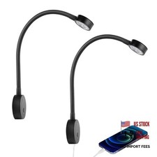 12V LED Reading Light, RV Boat Bedside Reading Lamp, 12 Volt Black - 2Pcs