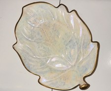 Rare Vintage Carlton Ware iridescent /Ivory /Blue Gold trim Leaf Dish 13 cm VGC