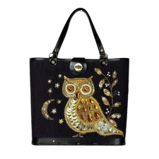 Vintage 1960s Sequined Jeweled Night Owl Moon & Stars Enid Collins Style Handbag