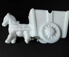 Vintage 1950's Milk Glass Donkey Cart Toothpick Trinket Ashtray Colonial Revival