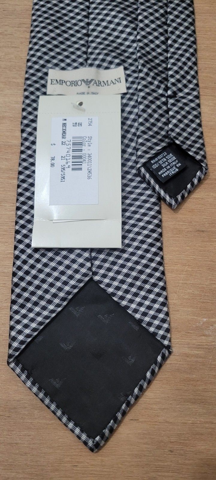 Authentic EMPORIO ARMANI New Classic Check Multicolor Necktie Men's Made Italy