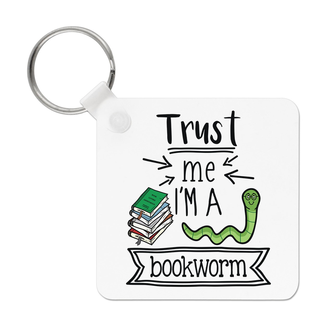 Trust Me I'm A Bookworm Keyring Key Chain Funny Joke Book Lover Nerd Geek