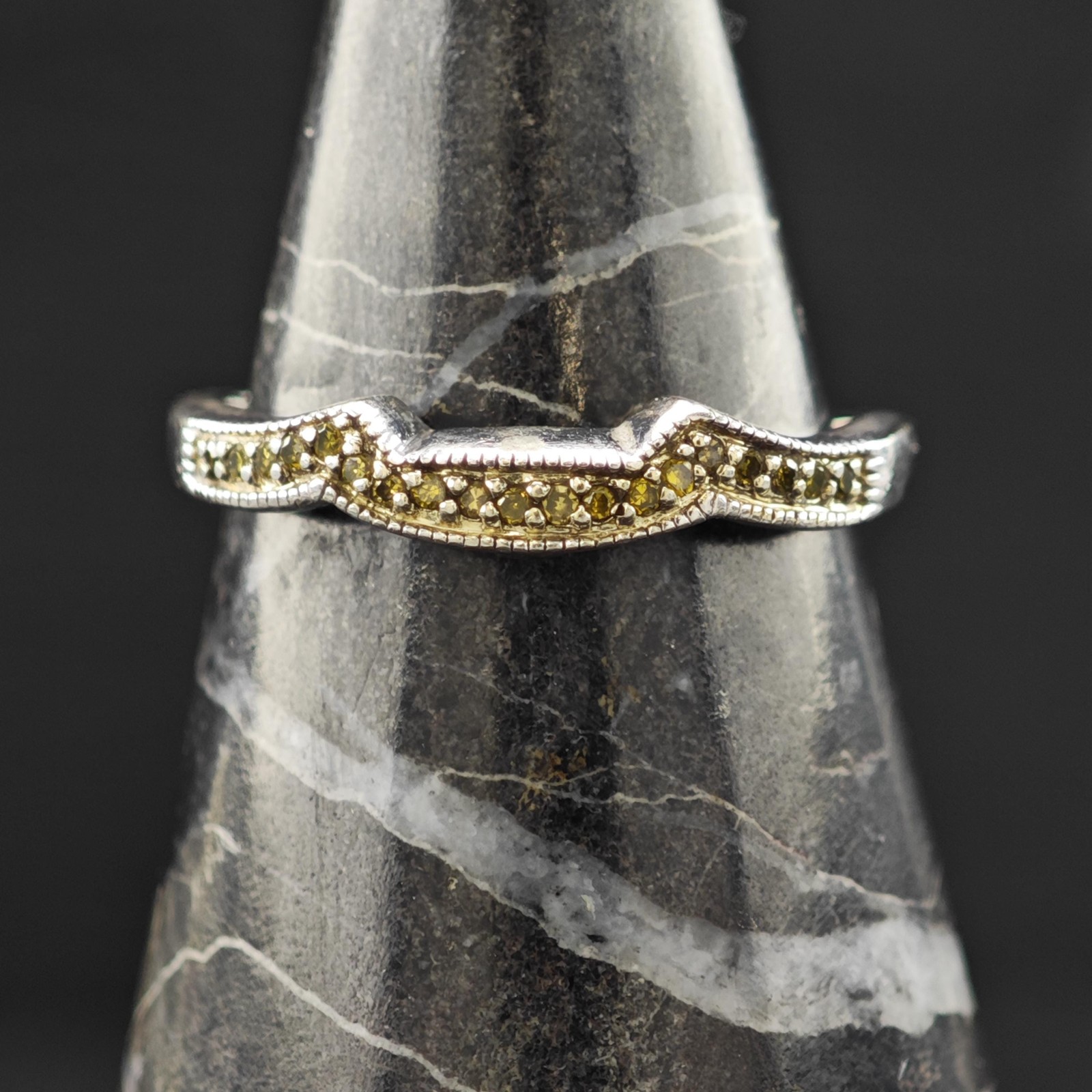 Stackable Yellow Diamond Ring Sterling Silver Siz… - image 9