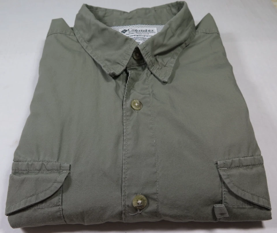Columbia PFG Cotton Solid Green Outdoors Vented Fishing Shirt XXL 2XL Big Man - Image 4 of 4