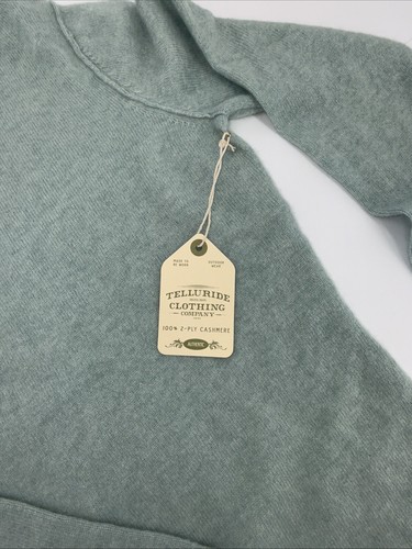 Telluride Clothing Company 2 Ply Cashmere Funnel Neck Sweater-Pistachio-Medium - Picture 8 of 9