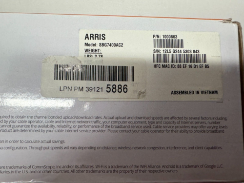 Arris SURFboard SBG7400AC2-RB Wireless Cable Modem and Wi-Fi Router - Picture 4 of 7