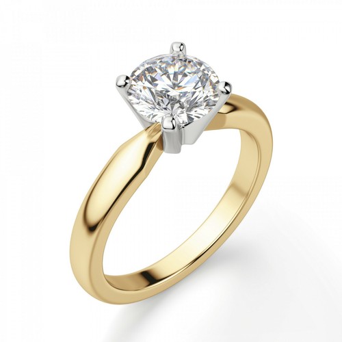 2.00 Ct Round Cut Certified Moissanite Engagement Ring Solid 14K Yellow Gold 7 8