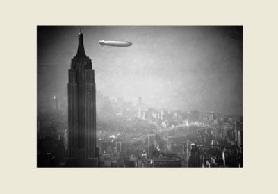 1936 Hindenburg Blimp Over New York PHOTO Empire State Building Airship Zeppelin