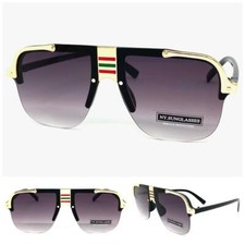 Classic Retro Hip Hop Rapper Style SUN GLASSES Classy Elegant Black  Gold Frame