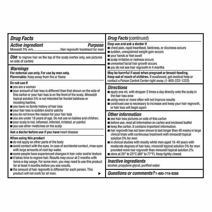 Kirkland Minoxidil 5% Extra Strength Men Hair Regrowth Solution 12 Month Supply - Image 4 of 4