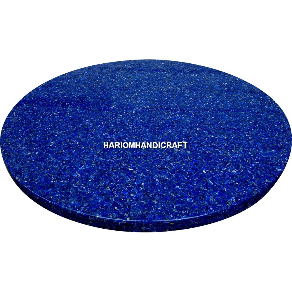 Lapis Lazuli Stone Mosaic Coffee Table Top Handcrafted Inlay Art Furniture Housewarming Gift  