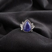 Gift For Her 925 Silver Natural Sodalite Solitaire Ring Size