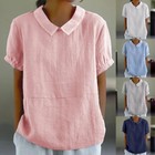 T-Shirt En Coton Et Lin Pour Femmes Pull-Over Chemisier D'été Hauts