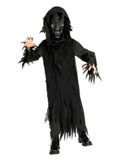 Boys Skeleton Lord Child Halloween Costume Hooded Robe Mask