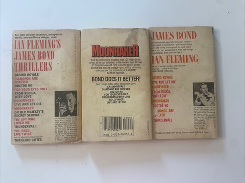 Lot of 3 Vintage James Bond 007 Books by Ian Fleming. Casino Royale, Moonraker. - Picture 2 of 2