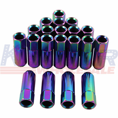 JDMSPEED 20PCS Neo Chrome 60MM Extended Forged Aluminum Tuner Racing Lug Nuts