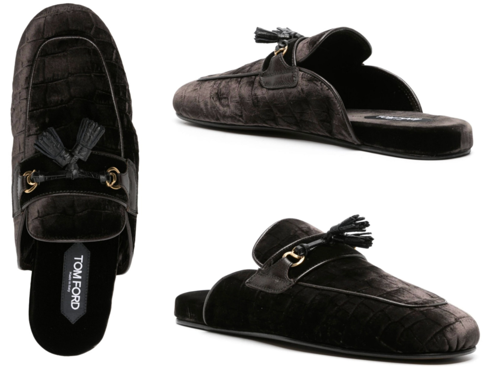 Tom Ford Stephen tasselled croc effect velvet slippers shoes sneakers 42 image 2