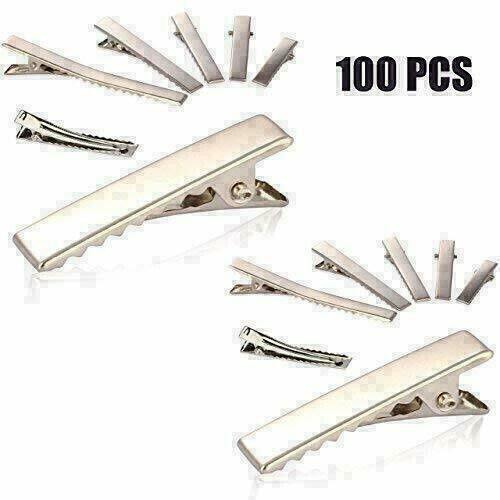 100 ALLIGATOR HAIR CLIPS 45mm SILVER METAL CROCODILE FOR HAIR BOWS BARRETTE UK - Picture 7 of 12