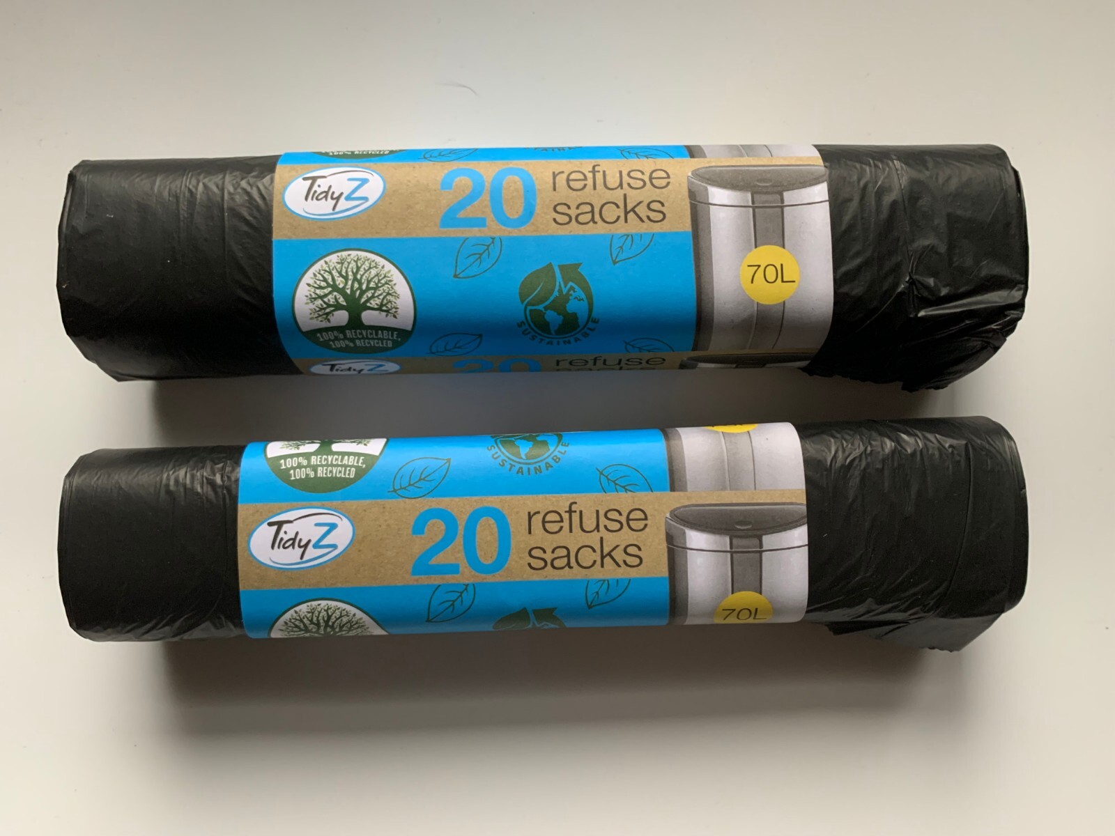 Large 70 litre Bin bags/Refuse Sacks,100 Recylable100 Recycled4060