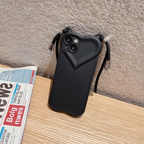 For iPhone 13 Pro Max 12 11 XS X 7 8 Plus Heart Silicone Lanyard Soft Case Cover - Picture 9 of 16