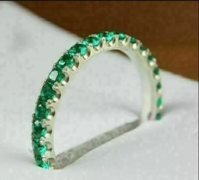 2Ct Round Lab Created Emerald Eternity Wedding Band Ring 14K White Gold Plated