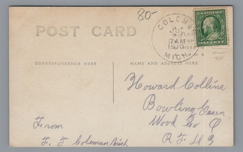 RPPC Pere Marquette Railroad Train Station Depot COLEMAN MI Real Photo Postcard - Picture 2 of 2