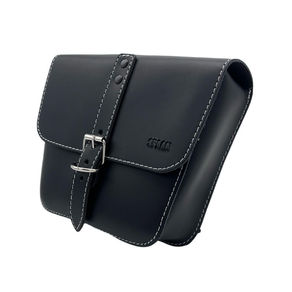 Black Leather Side Bag Specific For Moto Guzzi V7 III, V7 850, Guzzi V9
