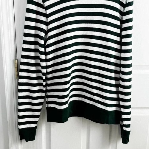 J. Crew Langarm Struktur Pullover-T-Shirt in Streifen in grün weiß Gr. M - Bild 2 von 8