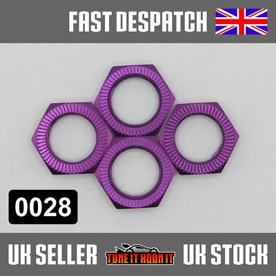 ROT BLAU GRÜN ALUMINIUM M12 GEZAHNTE RADMUTTERN 17 MM SECHSKANT 1/8 RC BUGGY 4er SET