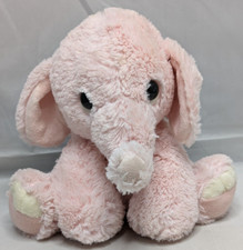 Aurora Baby Tag Pink Elephant Plush Satin Ears Feet Sewn Eyes Lovey Toy 9.5"