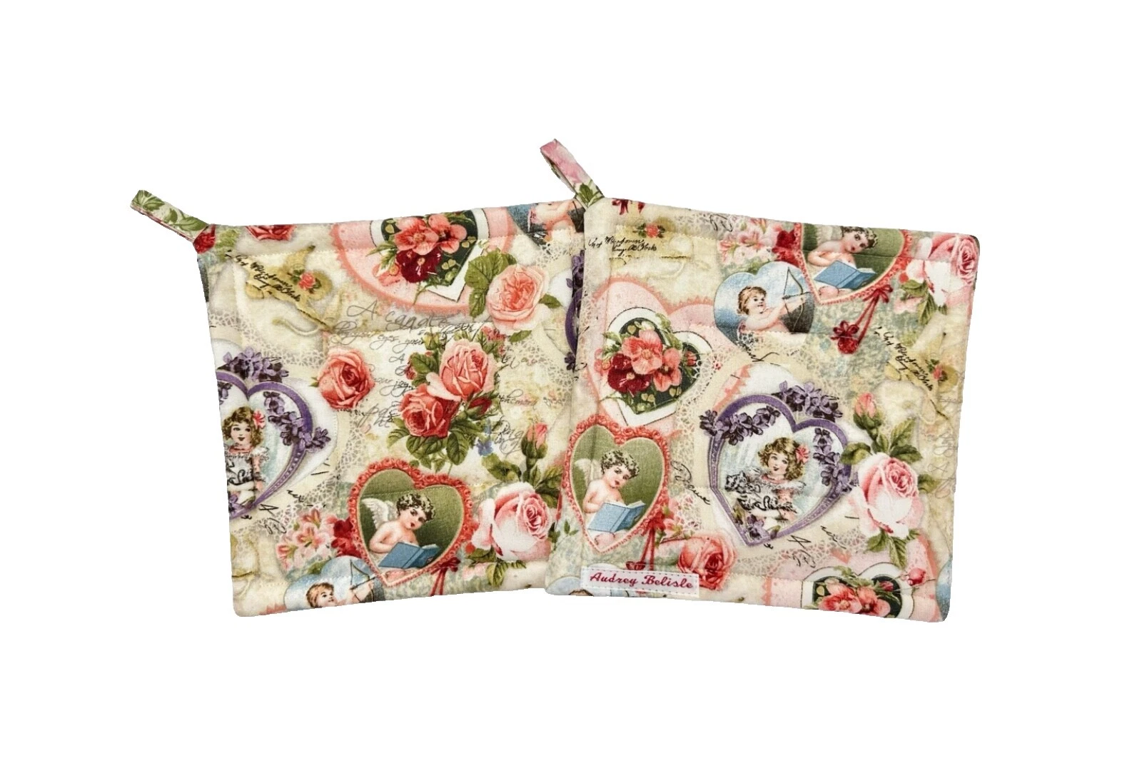 Guantes para horno Corazones de mezcla de algodón y agarraderas